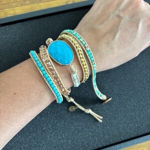 Dylan Jewelry Summer Wrap Bracelet Turquoise Color Stone Vegan Leather NWT